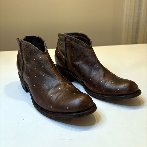 Five Worlds Cordani Women's Studded Leather Ankle Booties Back Zip Size‎ 10 B - Picture 1 of 9